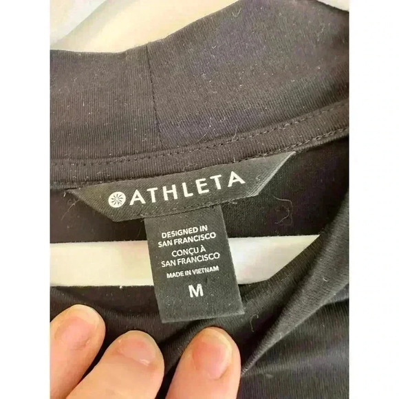 Athleta Away Mock Neck Tee Black Relaxed Lightweight Supima Cotton Blend Size M - Picture 6 of 8